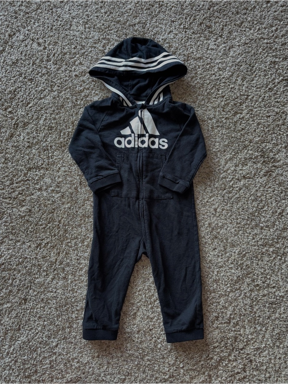 adidas Black & White Hooded One-Piece Jumper for Kids